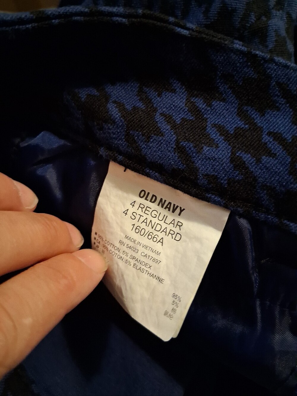 Old Navy 4 Regular Blue And Black Houndstooth Pants - Picture 3 of 3